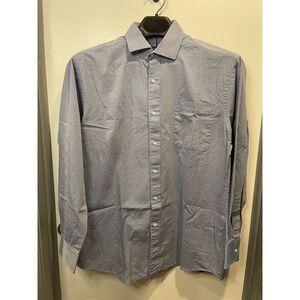 Tommy Hilfiger Mens Button Down Shirt‎ L Blue w/Dots
